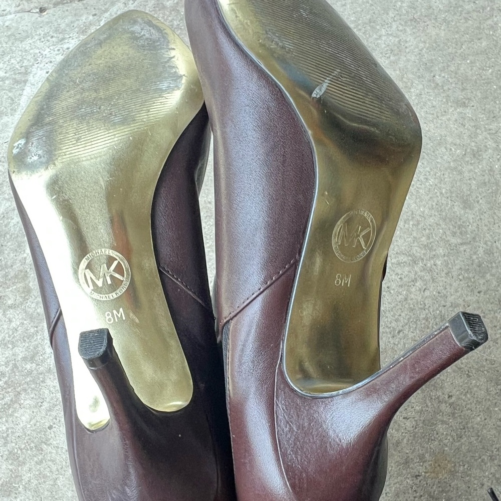 Michael Kors Leather Asbury Pointed Toe Leather Bootie Brown Women Sz 8 - Picture 6 of 16